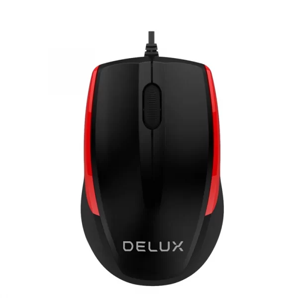 Проводная мышь Delux M321 USB, оптическая, DPI:max1000, 3 кнопки, черно-красный