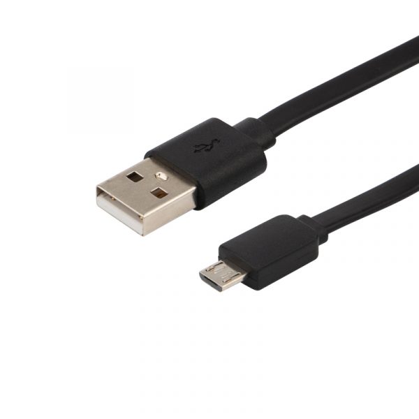 Провод USB - Micro USB черный / плоский