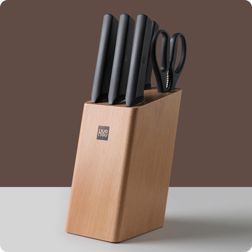 Набор ножей Xiaomi Huo Hou Fire Kitchen Steel Knife Set с подставкой (6 предметов) (HU0057)